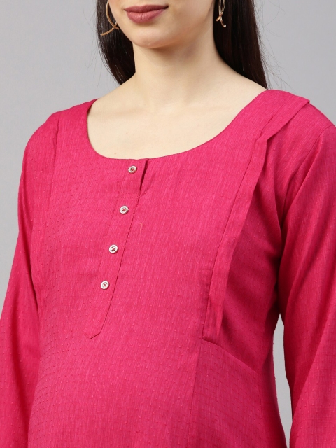 

GOLDSTROMS Women Fuchsia Pink Maternity A-Line Midi Dress