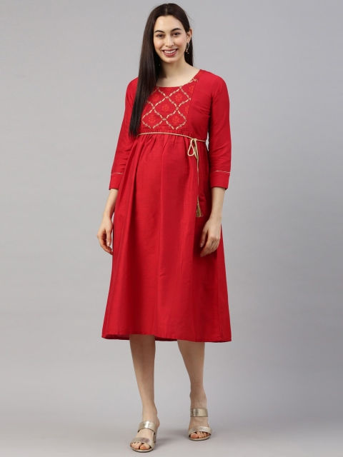 

GOLDSTROMS Red Maternity A-Line Midi Dress