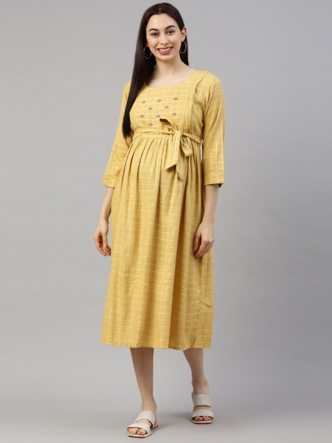 

GOLDSTROMS Yellow Maternity Empire Midi Dress