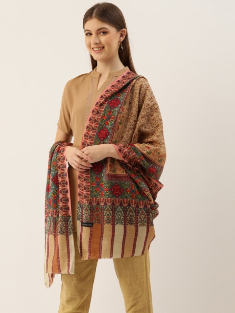 

Pashmoda Women Beige & Red Kalamkari Embroidered Pure Wool Stole
