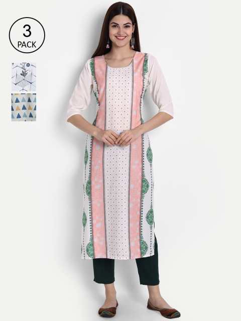 

7Threads Women Pack Of 3 Kurtas, Pink