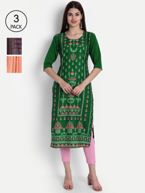 

7Threads Women Multicoloured Ethnic Motifs Printed Crepe Kurta, Multi