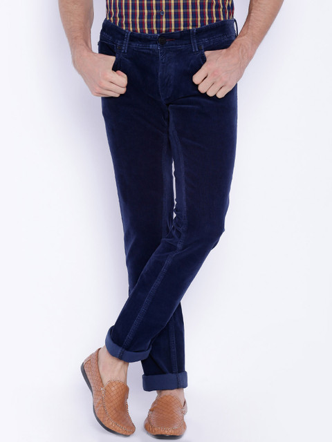 

Basics Men Navy Solid Skinny Fit s, Navy blue