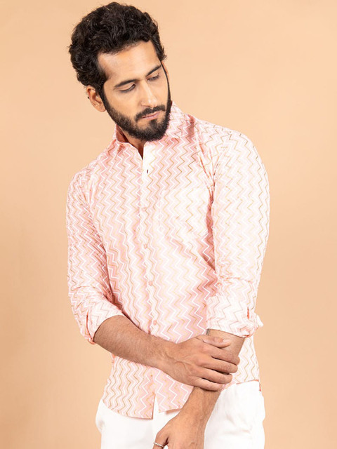

Tistabene Men Pink Printed Casual Shirt