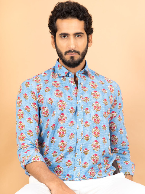 

Tistabene Men Blue Floral Printed Casual Shirt