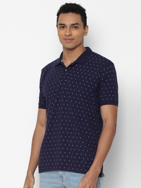 

Allen Solly Men Navy Blue Printed Polo Collar Cotton T-shirt