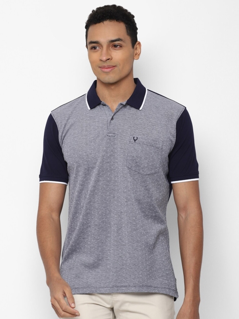 

Allen Solly Men Grey & Navy Blue Polo Collar T-shirt