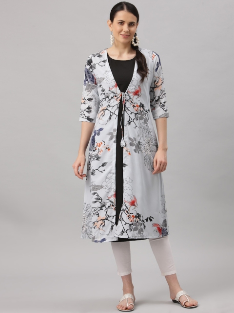 

ALC Creations Women Grey Floral Printed Floral Kurta