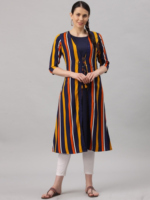 

ALC Creations Women Yellow Striped Kurta