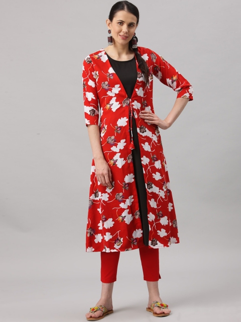 

ALC Creations Women Red Geometric Printed Floral Kurta