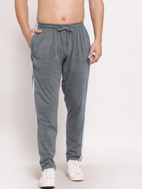 

KLOTTHE Men Grey & White Solid Cotton Track Pants