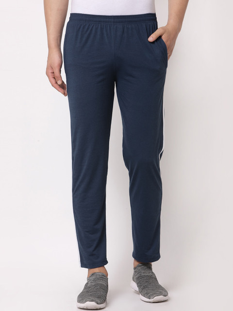 

KLOTTHE Men Navy Blue Solid Cotton Track Pants