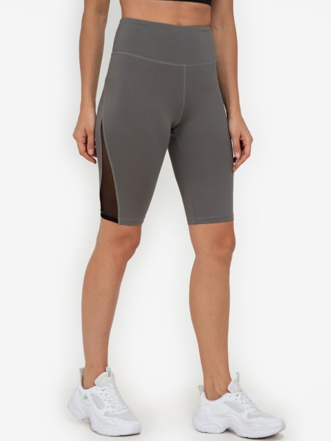 

ZALORA ACTIVE Women Grey Printed Skinny Fit High-Rise Sports Shorts