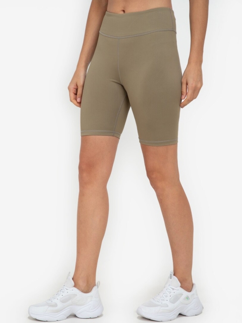 

ZALORA ACTIVE Women Olive Green Skinny Fit High-Rise Sports Shorts