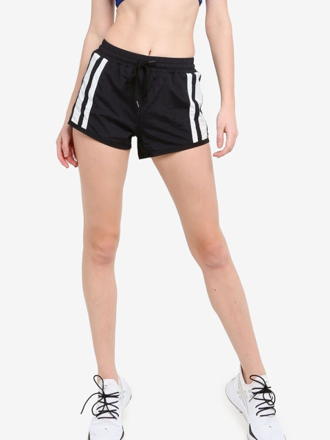 

ZALORA ACTIVE Women Black Striped High-Rise Sports Shorts