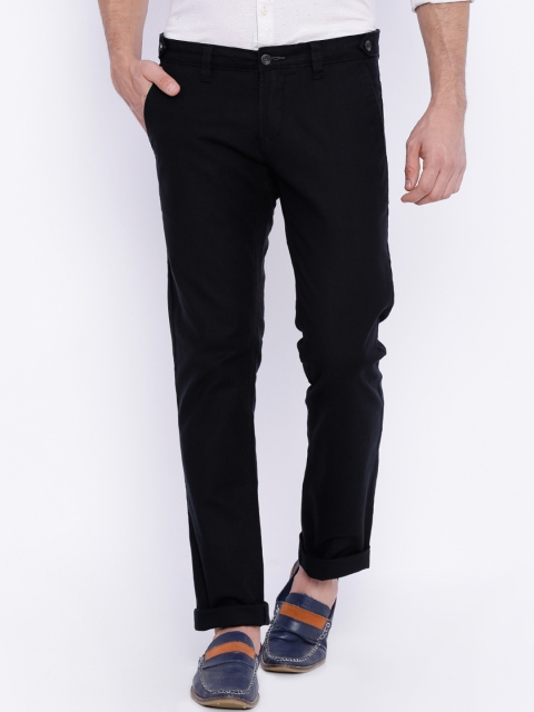 

Basics Men Black Solid Skinny Fit Trousers