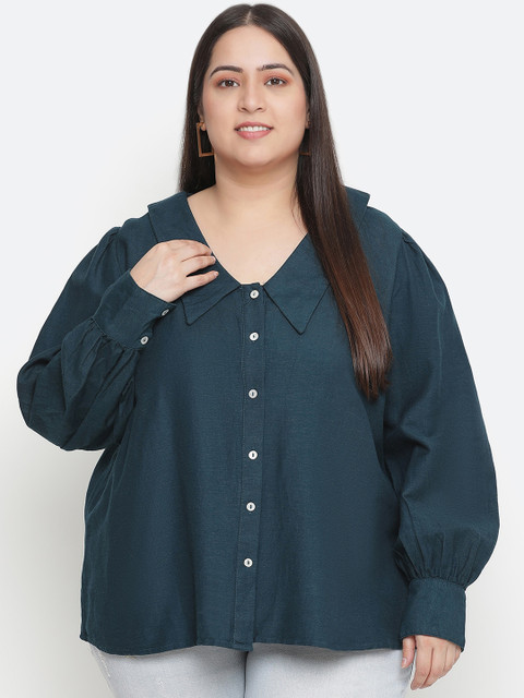 

Oxolloxo Women Green Comfort Plus Size Shirt
