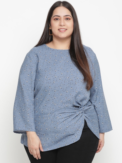 

Oxolloxo Blue Floral Print Crepe Twisted Top