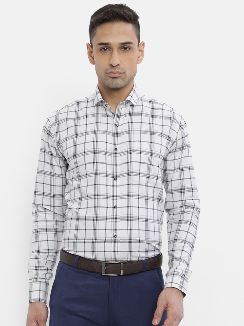 

V2 Value & Variety Men White Slim Fit Grid Tattersall Checked Formal Shirt