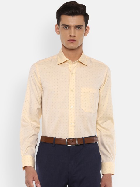 

Louis Philippe Permapress Men Yellow Printed Pure cotton Formal Shirt