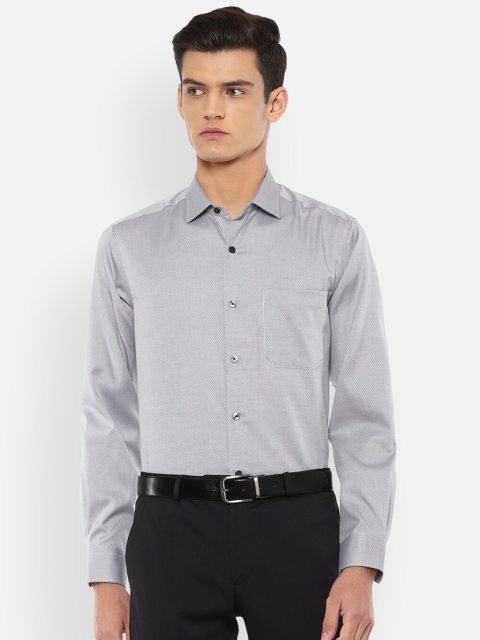 

Louis Philippe Permapress Men Grey Slim Fit Printed Pure Cotton Formal Shirt