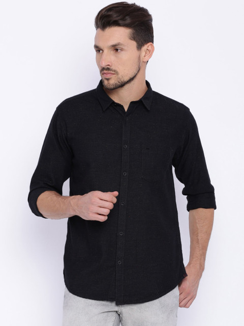 

Basics Men Black Slim Fit Solid Casual Shirt