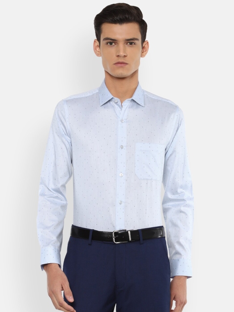 

Louis Philippe Men Blue Slim Fit Printed Pure Cotton Formal Shirt