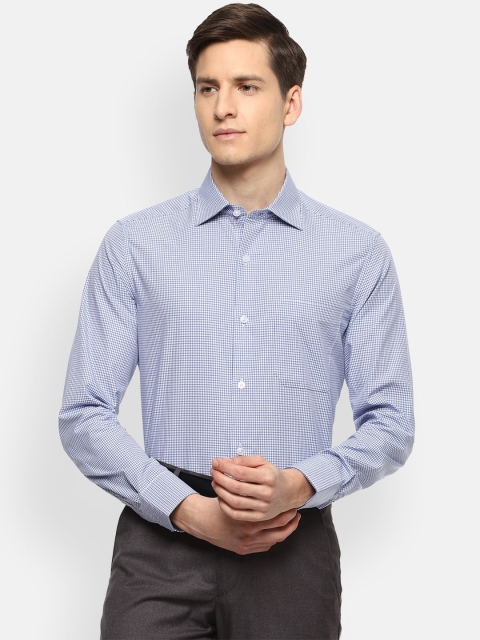 

Louis Philippe Men Blue Micro Checks Checked Formal Shirt
