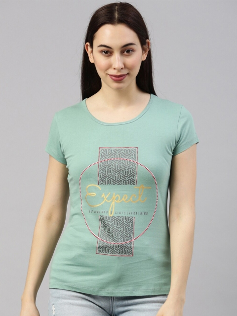 

GOLDSTROMS Women Green Printed T-shirt