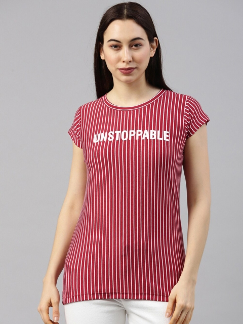 

GOLDSTROMS Women Red & White Striped T-shirt