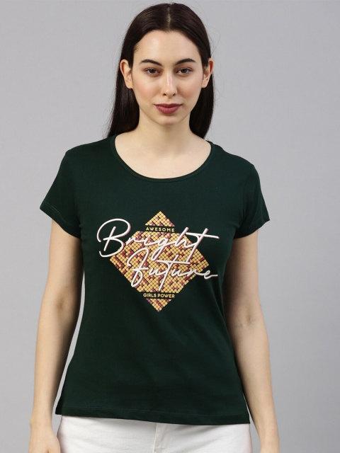 

GOLDSTROMS Women Black & Yellow Typography Printed T-shirt