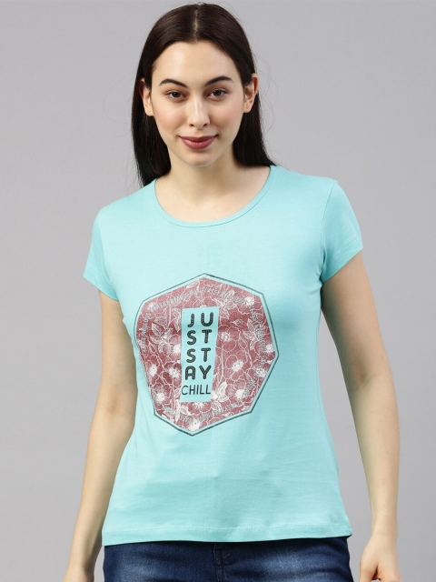 

GOLDSTROMS Women Blue Printed T-shirt