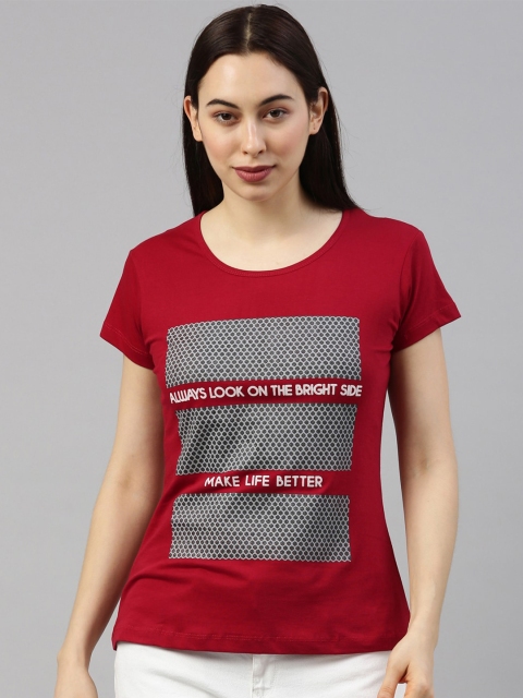 

GOLDSTROMS Women Red Printed T-shirt