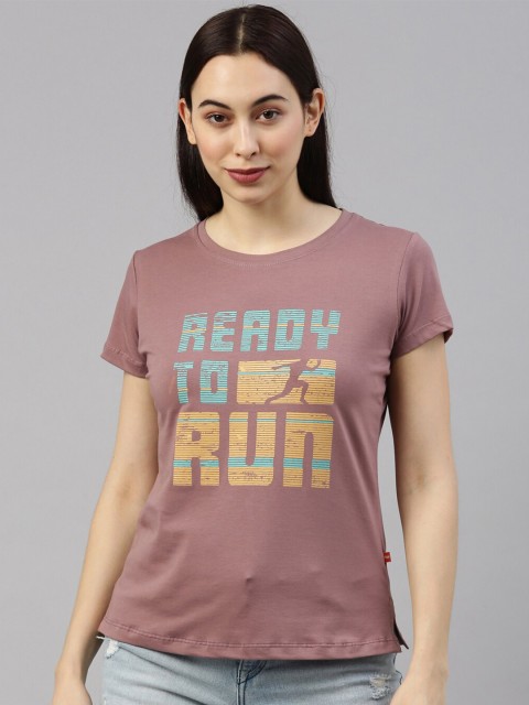 

GOLDSTROMS Women Mauve Typography Printed T-shirt