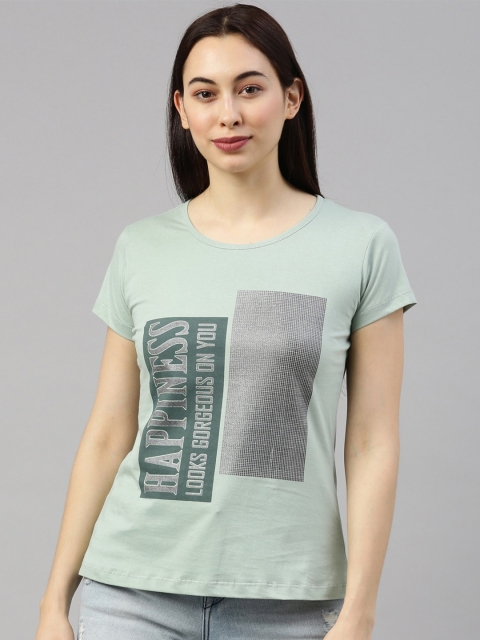 

GOLDSTROMS Women Green Printed T-shirt