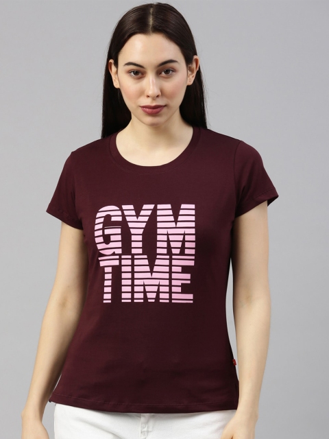 

GOLDSTROMS Women Maroon Printed T-shirt