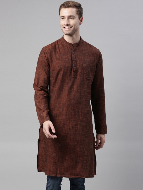 

Chennis Men Rust Solid Cotton Casual Kurta