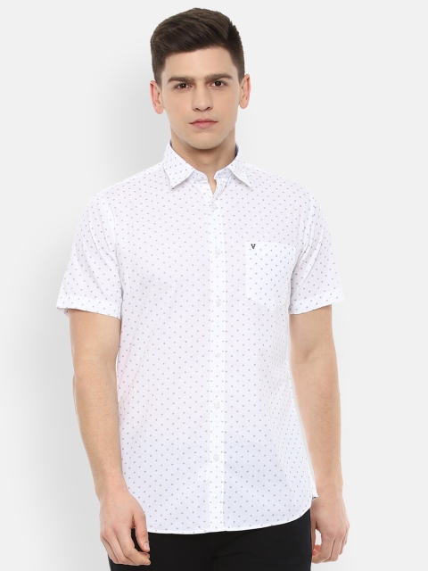 

Van Heusen Sport Men White Printed Pure Cotton Slim Fit Casual Shirt