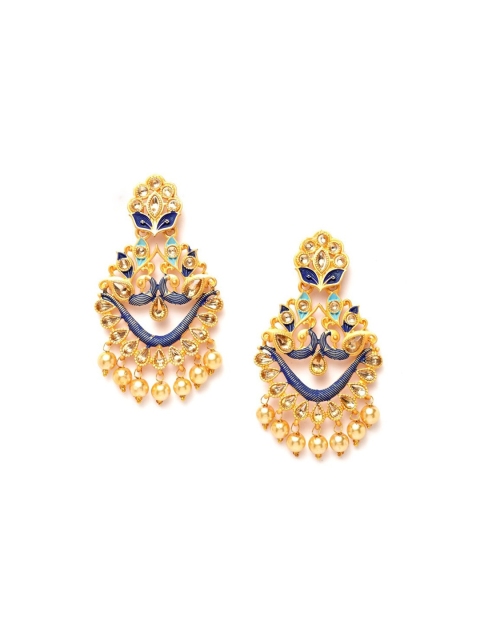 

AVANT-GARDE PARIS Women Blue & Gold-Toned Circular Handcrafted Chandbalis Earrings