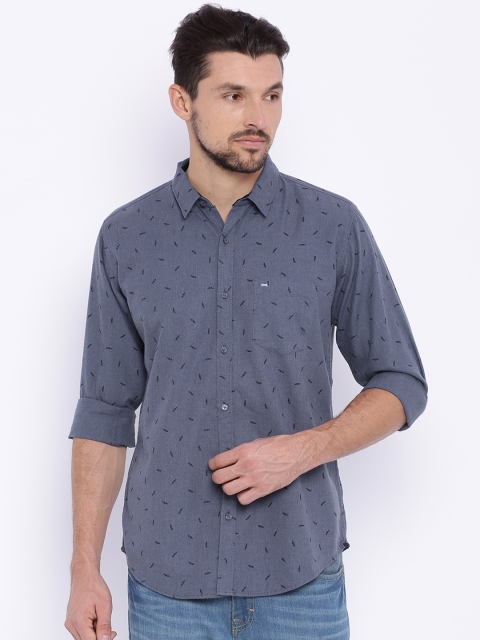 

Basics Men Grey Slim Fit Printed Casual Shirt
