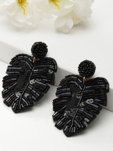 

AVANT-GARDE PARIS Black Leaf Shaped Drop Earrings