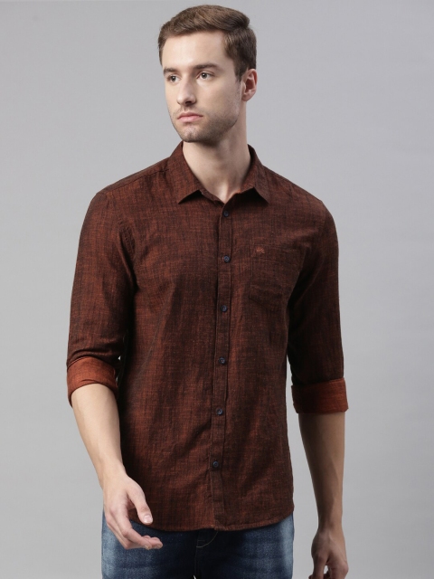 

Chennis Men Rust Slim Fit Pure Cotton Casual Shirt