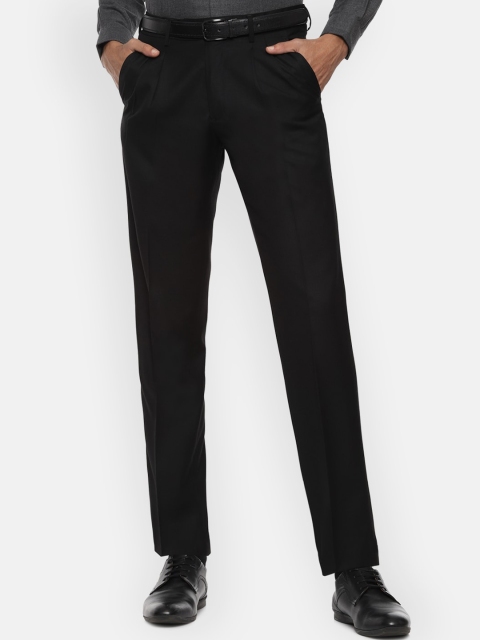 

Van Heusen Men Black Pleated Trousers