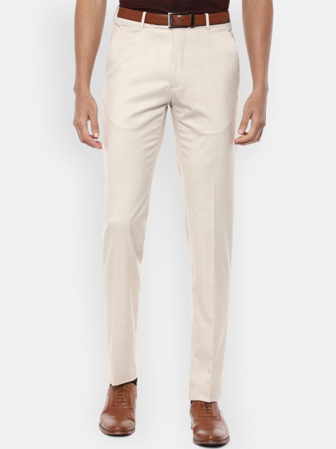 

Van Heusen Men Cream-Coloured Slim Fit Trousers