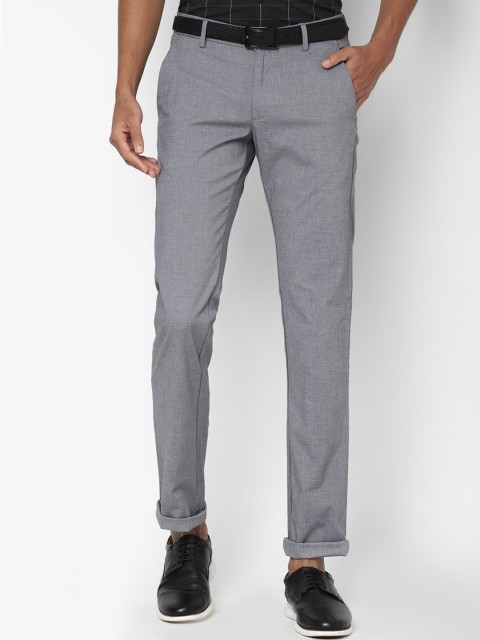 

Allen Solly Men Grey Textured Slim Fit Trousers