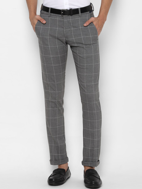 

Allen Solly Men Grey Checked Slim Fit Trousers