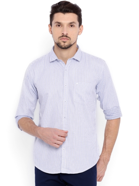 

Basics Men White Slim Fit Checked Casual Shirt