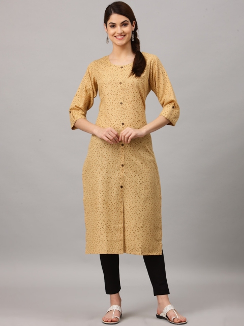 

ALC Creations Women Brown Ethnic Motifs Printed Pure Cotton Kurta