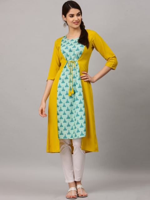 

ALC Creations Women Yellow & Green Geometric Printed Kurta