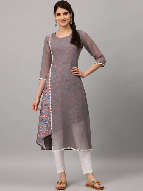 

ALC Creations Women Grey & Pink Ethnic Motifs Printed Kurta